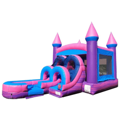 Pink and Purple Slide Bounce House Combo